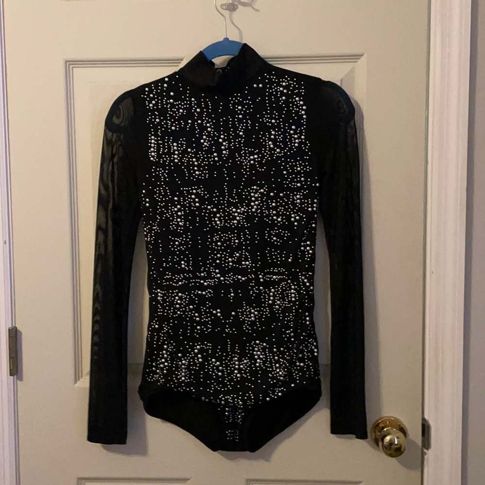 Black Dance Leotard with Silver Embellishments